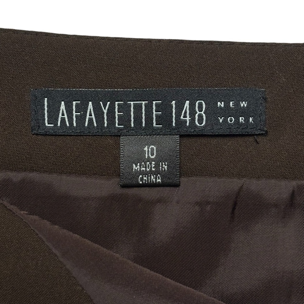 Lafayette 148 Wool Blend Pencil Skirt Size 10 Brown Side Zip Vent Back *Read - Picture 8 of 10